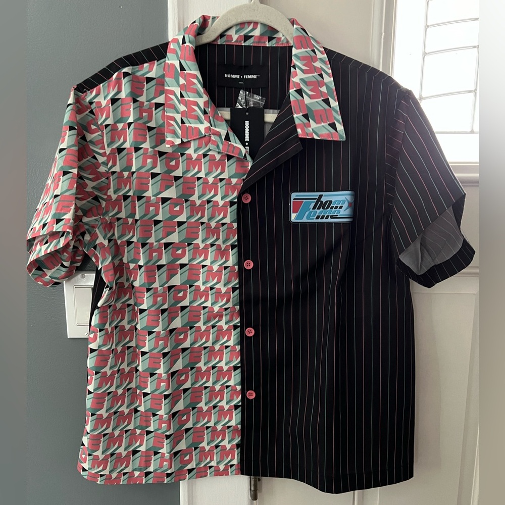 NWT: Homme Femme Hologram button Down shirt